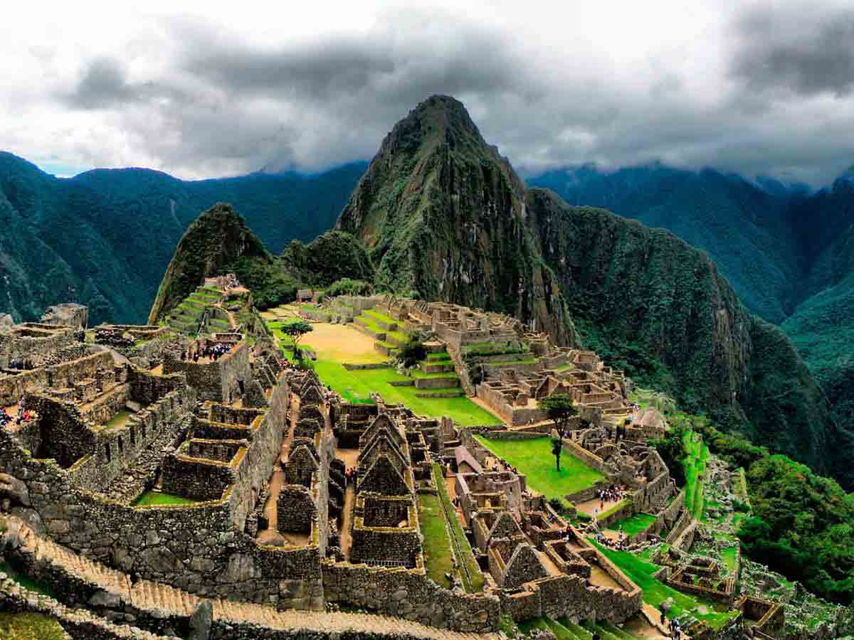 The ancient Inca citadel of Machu Picchu on a misty day